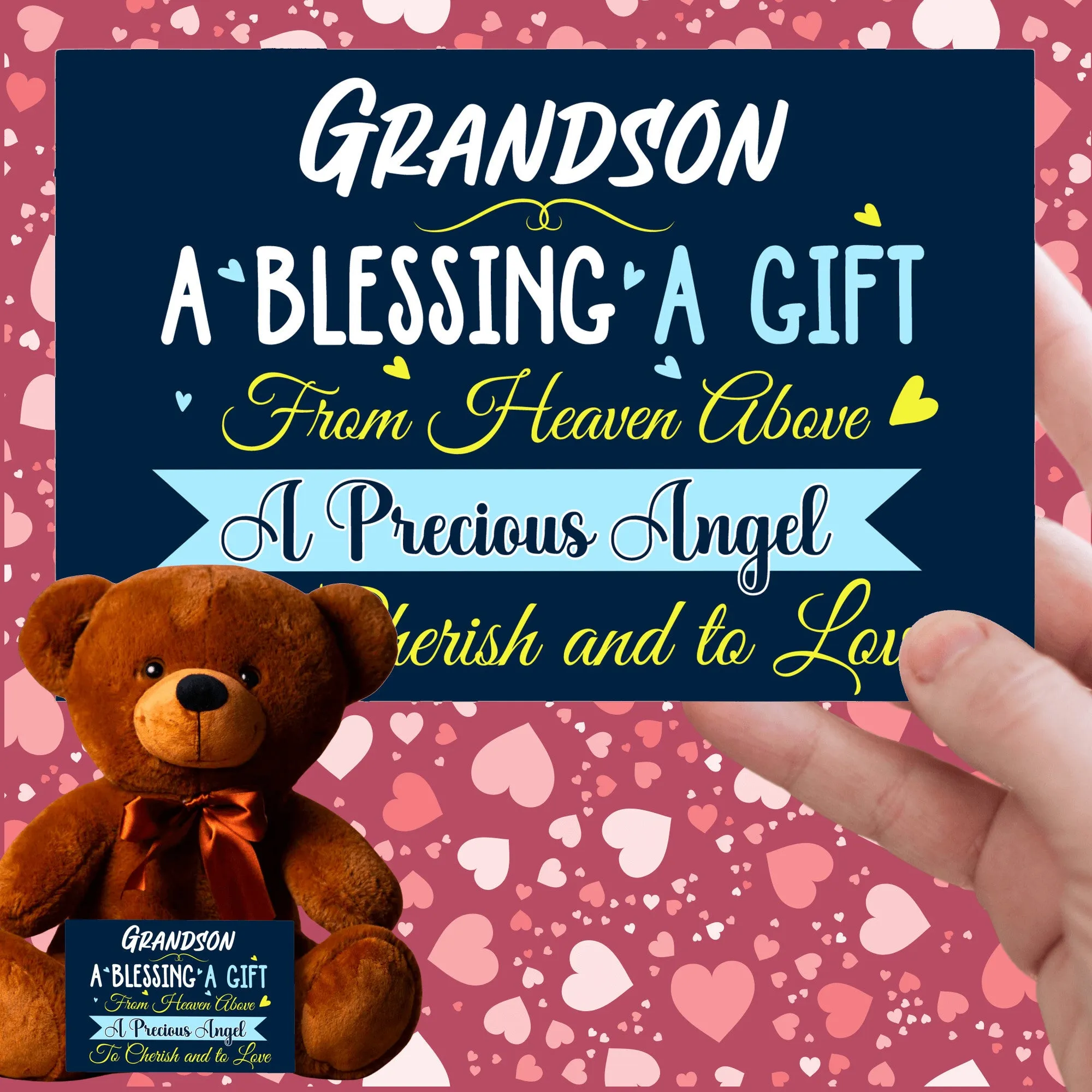 Grandson a Blessing Teddy Bear with Message Card, PRICE INCLUDES FREE SHIPPING