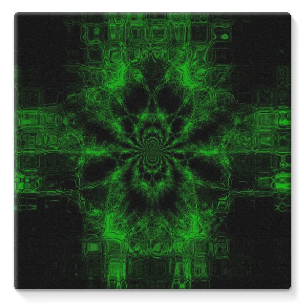 Green & Black Fractal Canvas Wrap