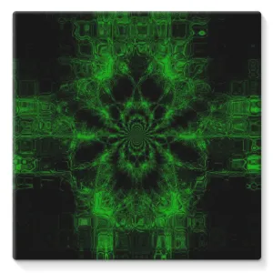 Green & Black Fractal Canvas Wrap