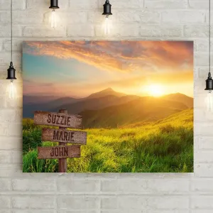 Green Mountain Misty Sunrise Personalized Premium Canvas
