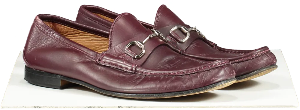 Gucci Red Moccasins Horsebit Leather Loafers Burgundy UK 9 EU 43 👞