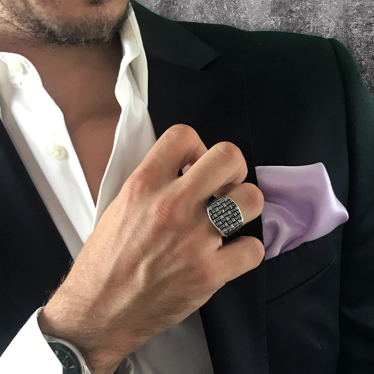 Handcrafted Knit Design Sterling Silver Ring | Limited Edition