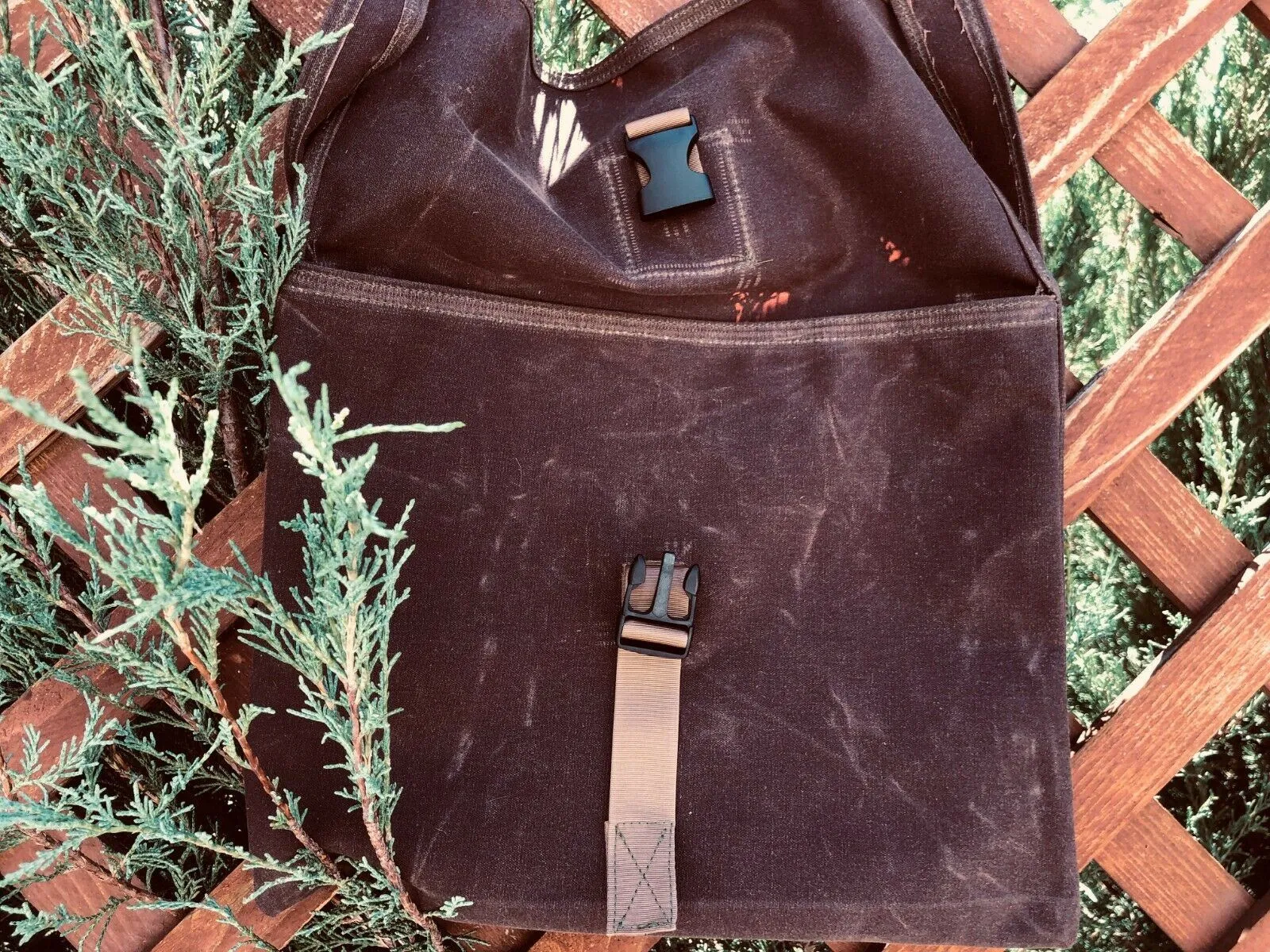 Handmade Waxed Canvas Bushcraft Mail Pouch Haversack Bag Foraging Hiking (Various Colors)