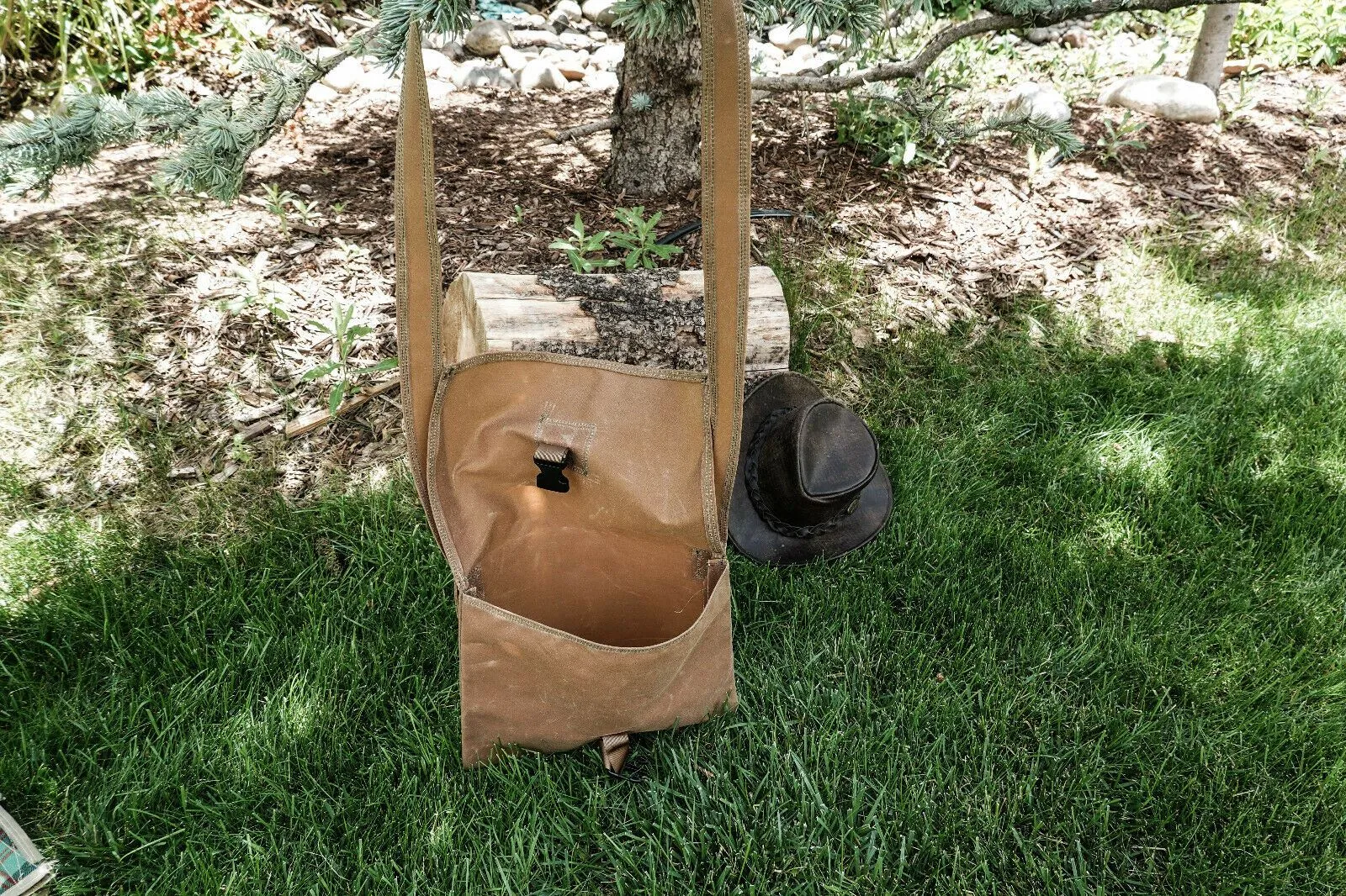 Handmade Waxed Canvas Bushcraft Mail Pouch Haversack Bag Foraging Hiking (Various Colors)
