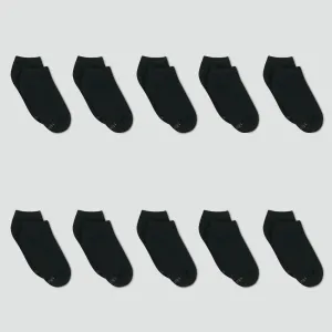 Hanes Women's 10pk Pairs Cushioned Low Cut Socks Black 5-9