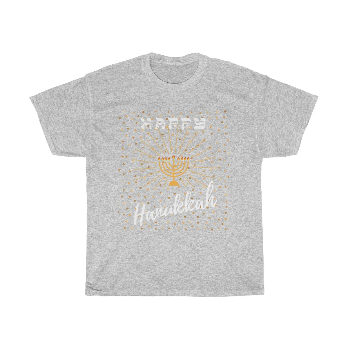Happy Hanukkah - Front only design - Unisex Heavy Cotton Tee