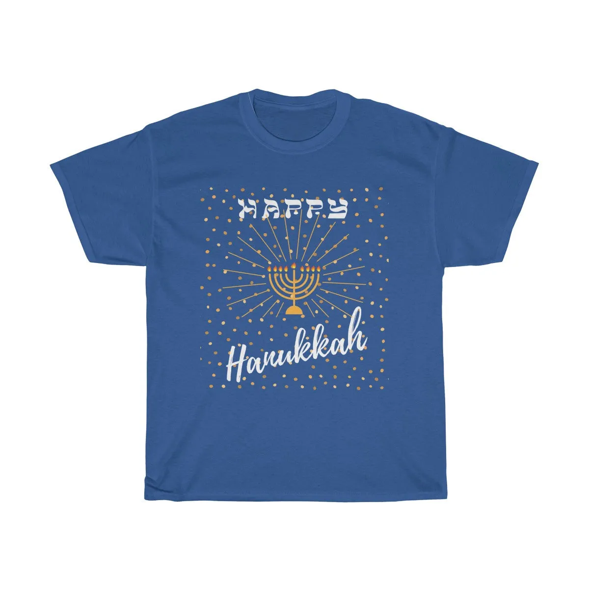Happy Hanukkah - Front only design - Unisex Heavy Cotton Tee