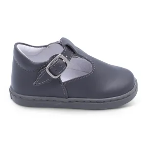 'Harlen' Boys Grey Leather T-Bar Shoes