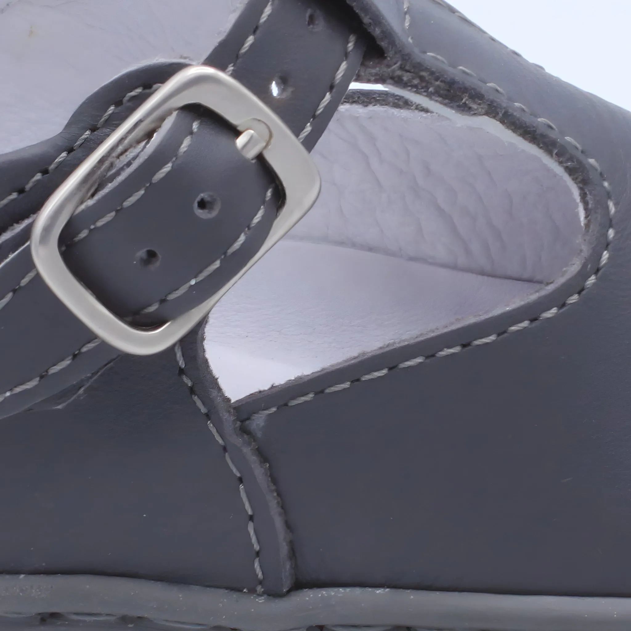 'Harlen' Boys Grey Leather T-Bar Shoes