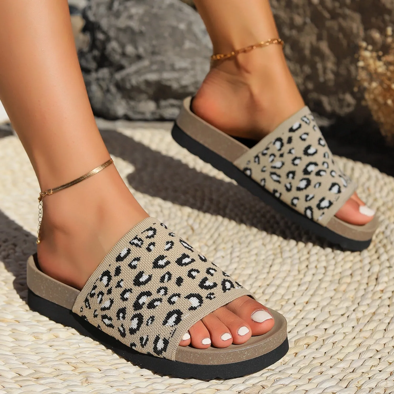 Hazel Blues® |  Leopard Open Toe Sandals