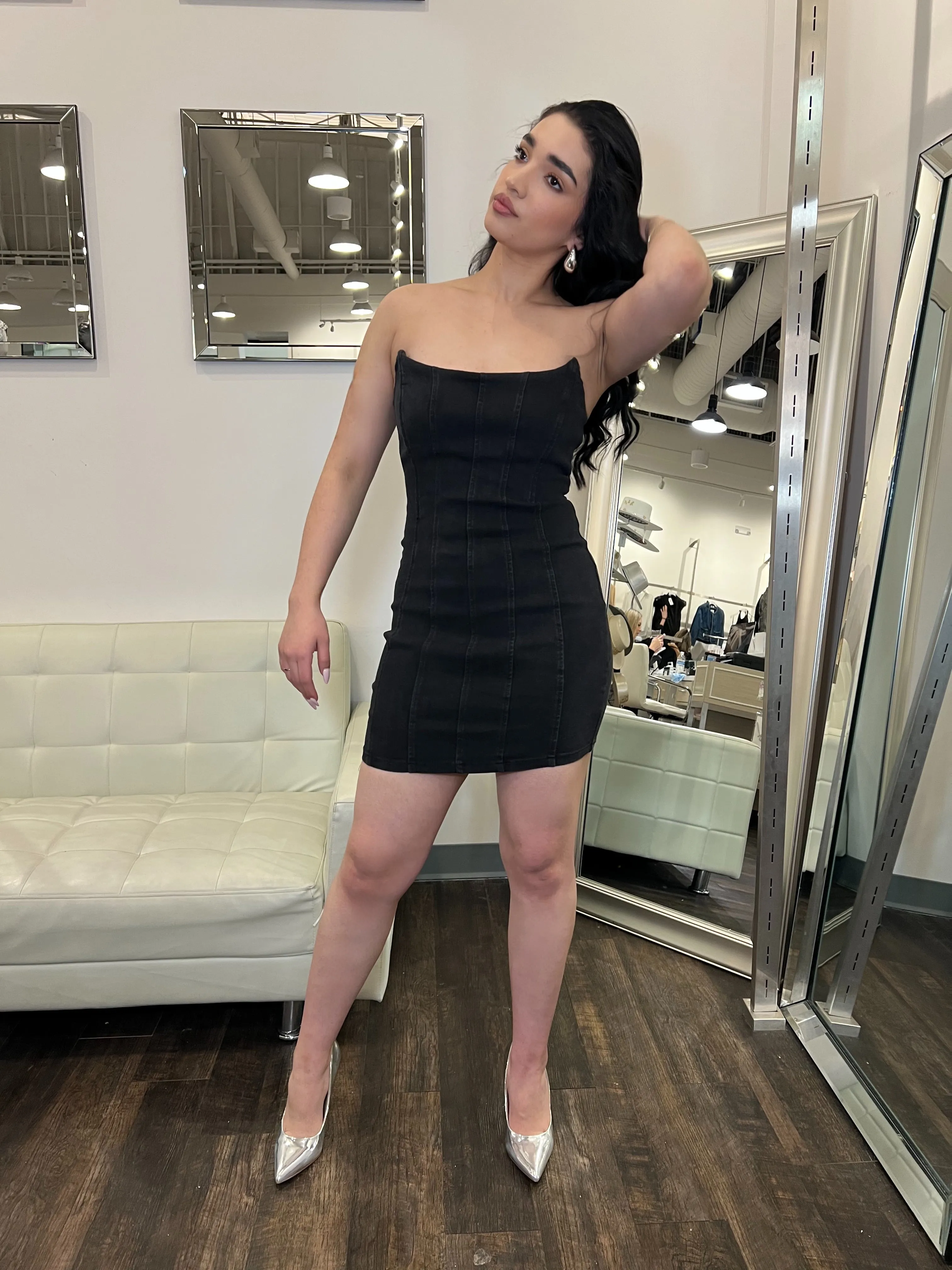 Hazel Tube Short Denim Dress