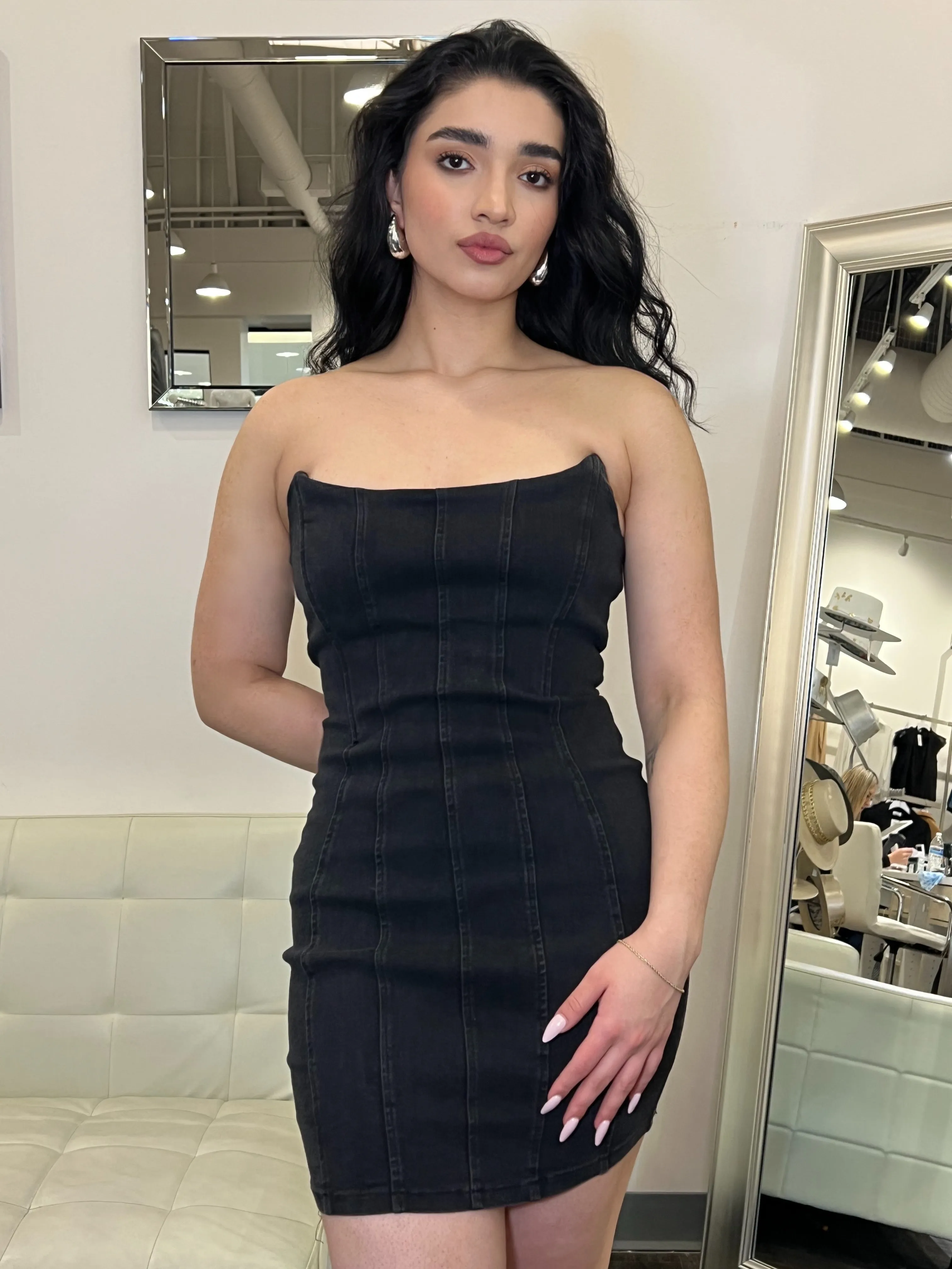 Hazel Tube Short Denim Dress