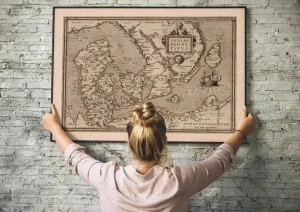 Historical Map of Denmark 1570| Old Map Wall Decor