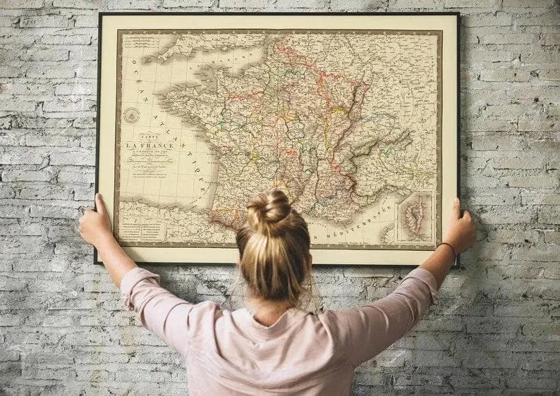 Historical Map of France 1827| Old Map Wall Decor