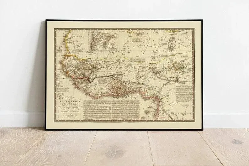 Historical Map of West Africa 1827| Old Map Wall Decor