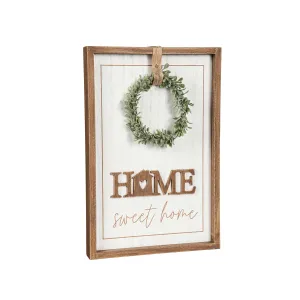 Home Sweet Home with Artificial Wreath Wood Wall Décor,6w62014