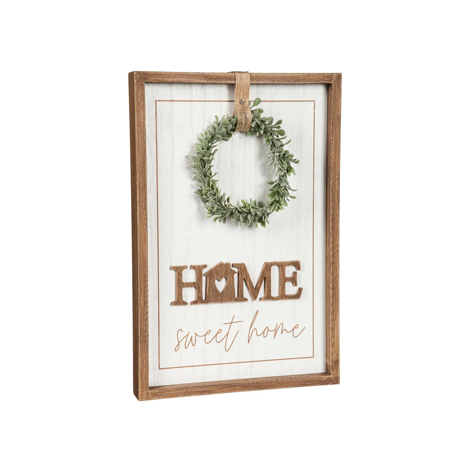 Home Sweet Home with Artificial Wreath Wood Wall Décor,6w62014