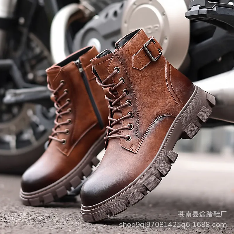 INSTOCK-2023 autumn and winter men's thick-soled motorcycle