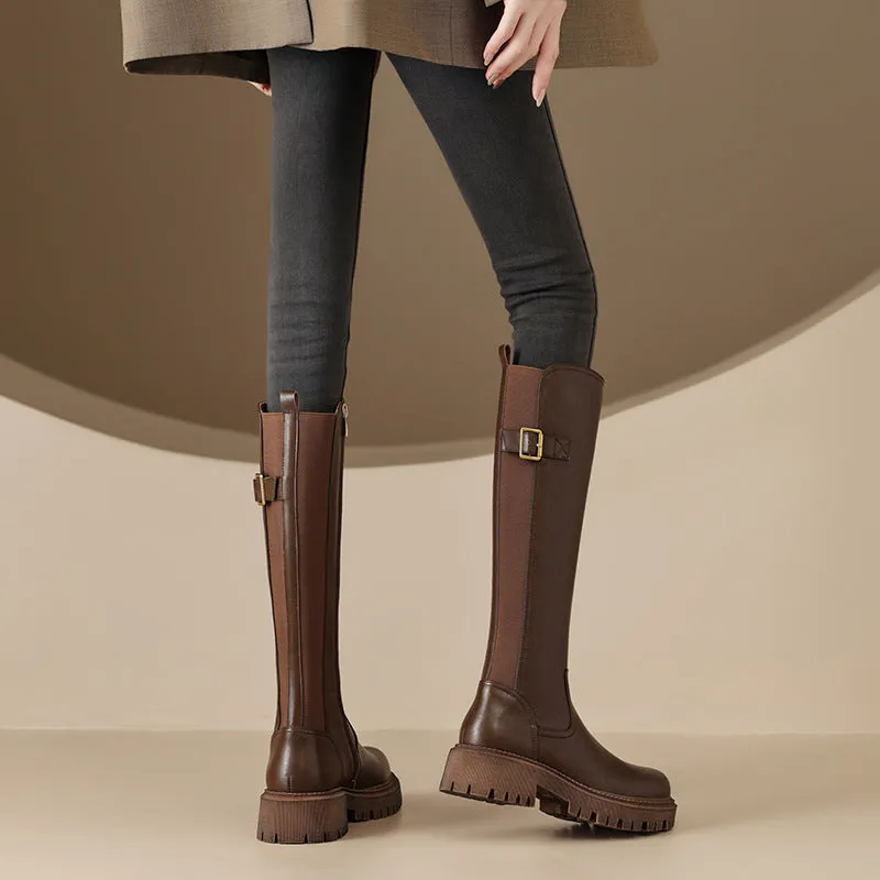 INSTOCK- Round toe thick-soled knight boots