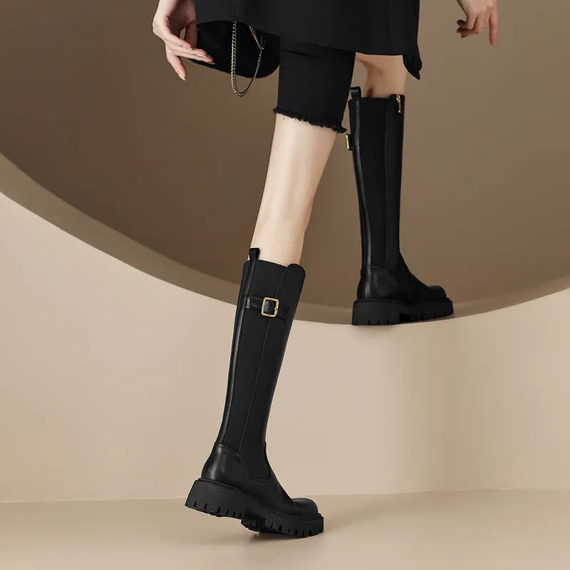 INSTOCK- Round toe thick-soled knight boots