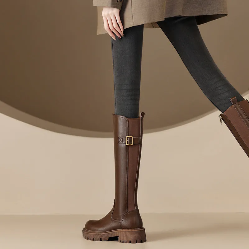 INSTOCK- Round toe thick-soled knight boots