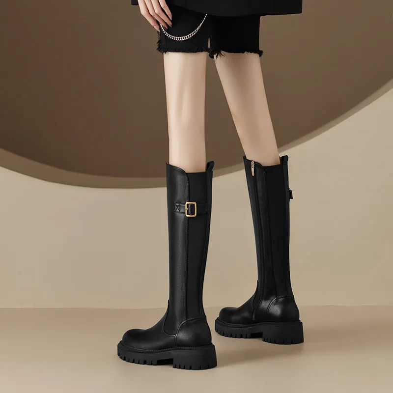 INSTOCK- Round toe thick-soled knight boots