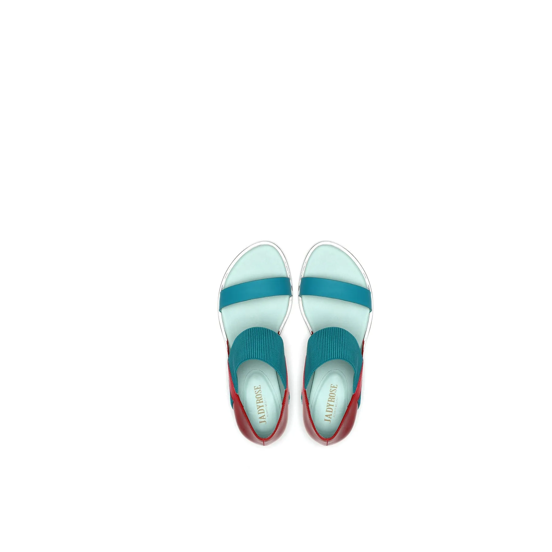 JADY ROSE | STRAP-DETAIL LEATHER SANDAL - TEAL