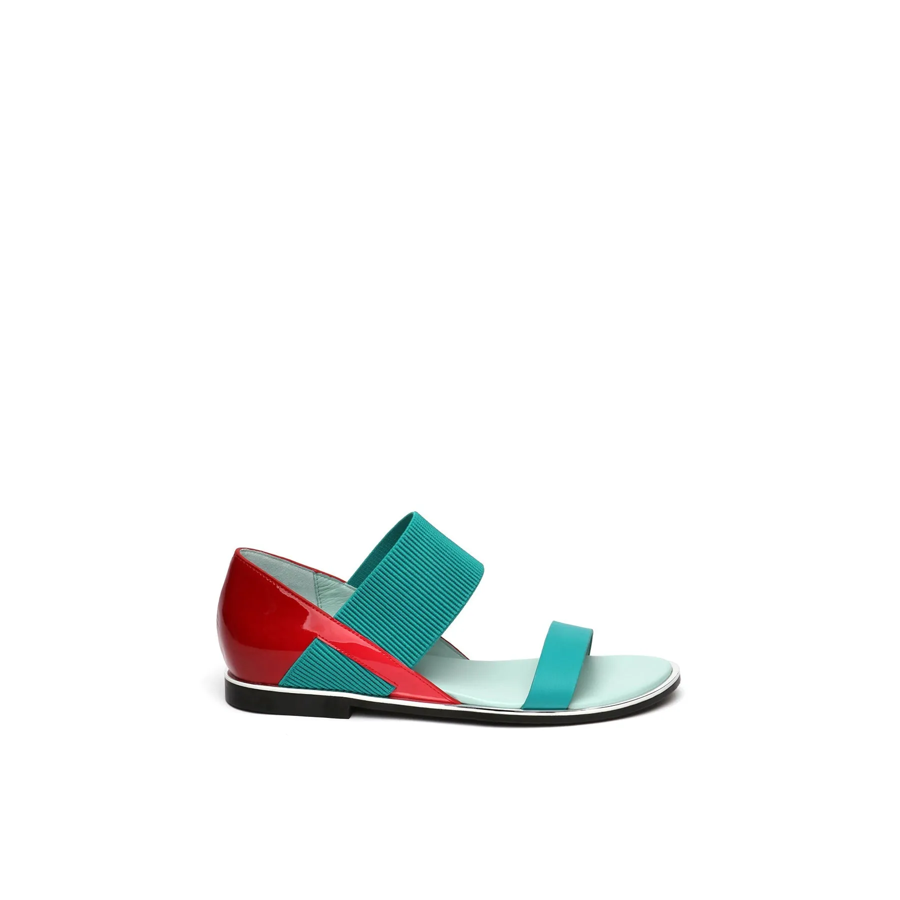 JADY ROSE | STRAP-DETAIL LEATHER SANDAL - TEAL