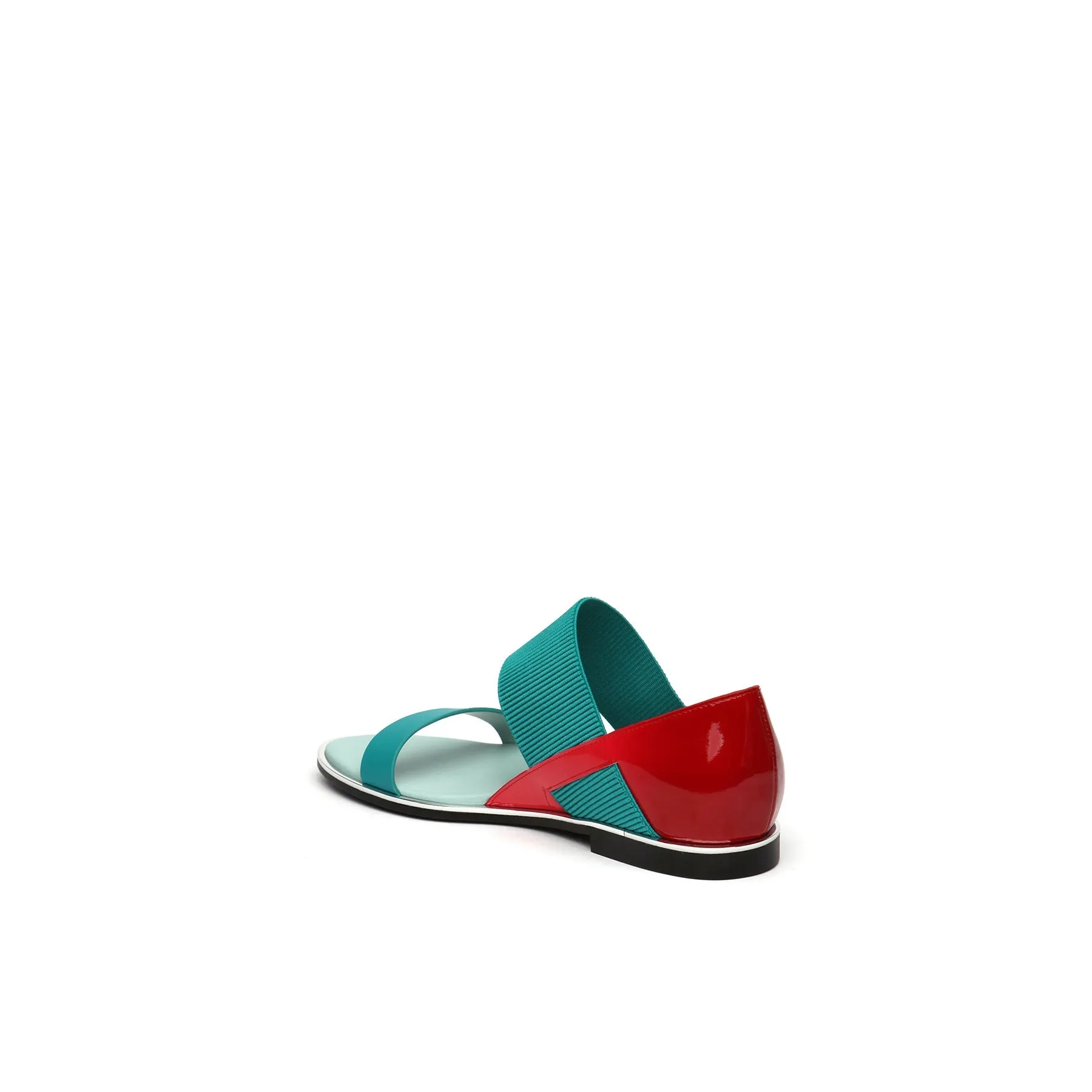 JADY ROSE | STRAP-DETAIL LEATHER SANDAL - TEAL