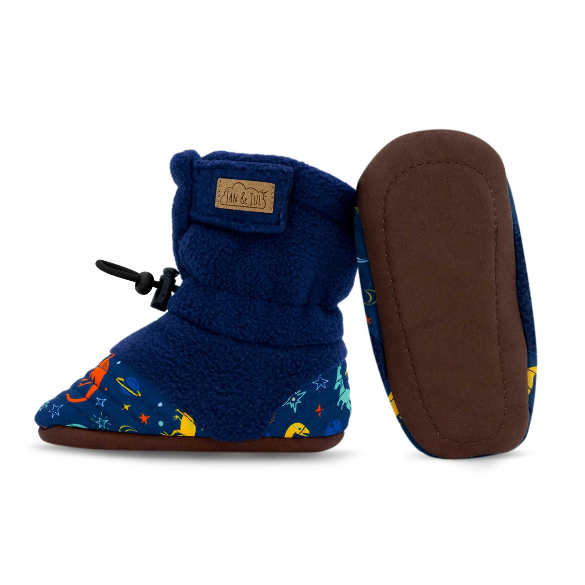 Jan & Jul Stay-Put Cozy Booties - Space Dino