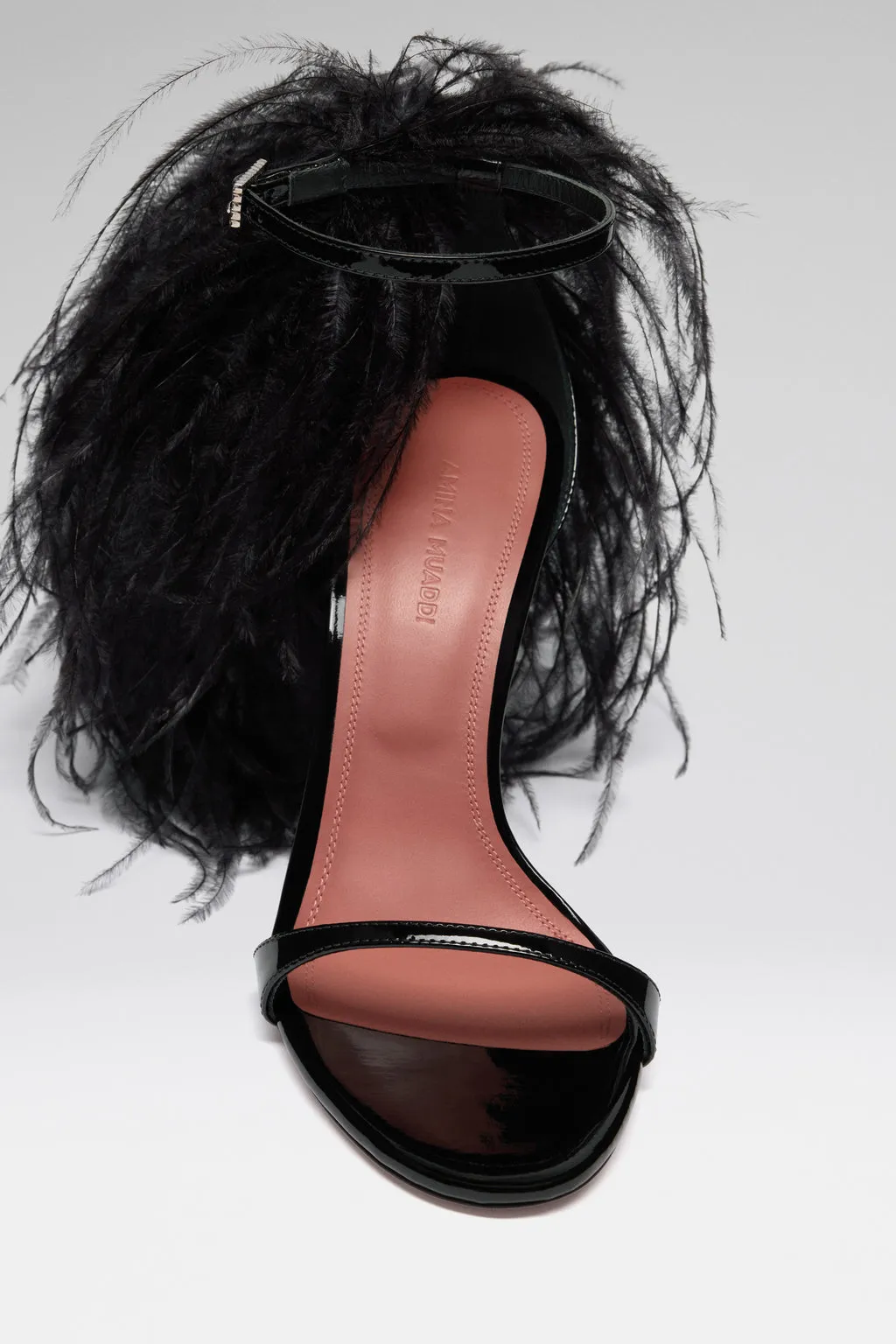 Jerry Sandal 105 Black Patent And Black Feathers
