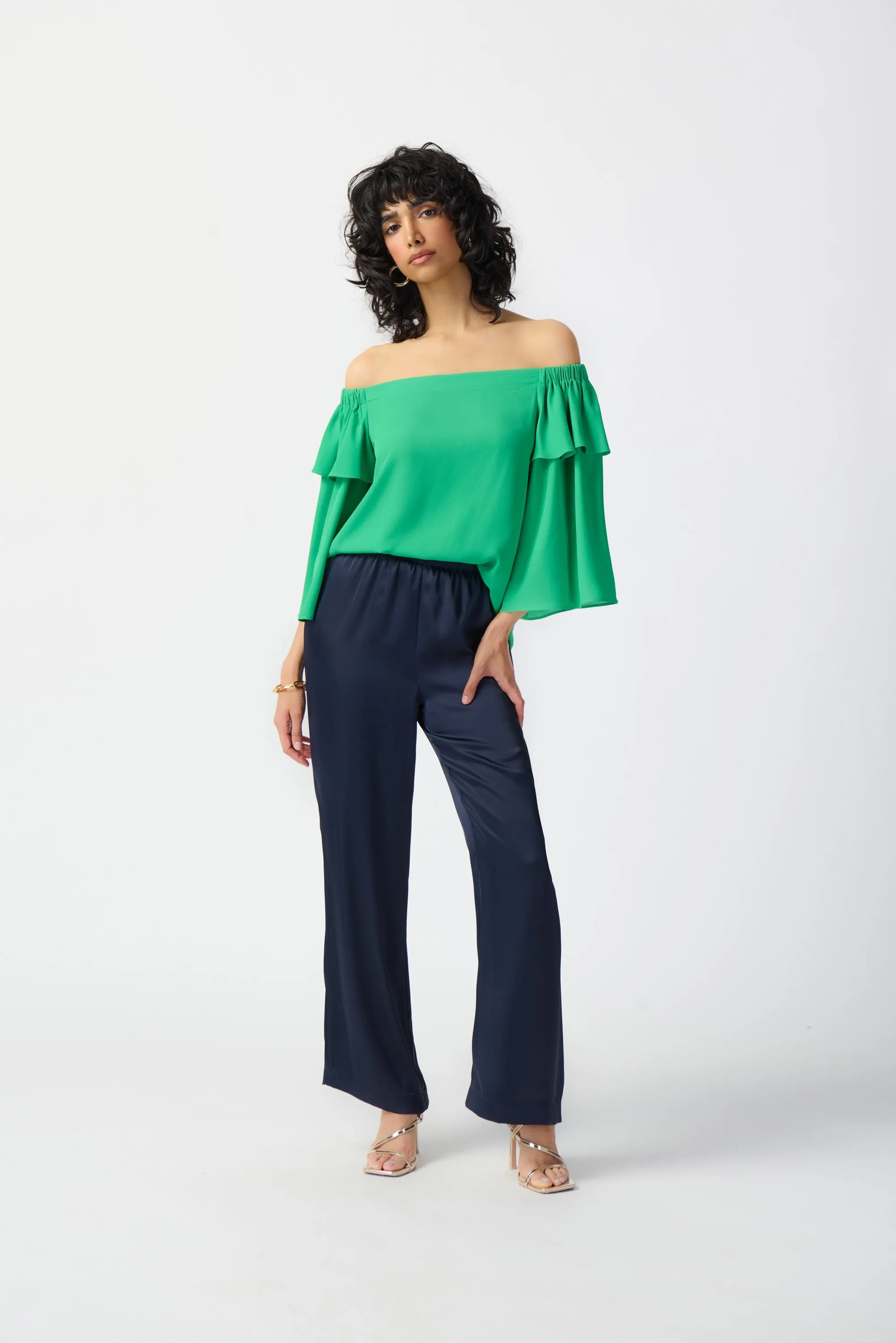 Joseph Ribkoff Georgette Off-Shoulder Flared Top