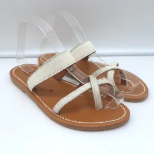 K. Jacques Tonkin Toe Ring Sandals Cream Pony Hair Size 40 Flat Slides
