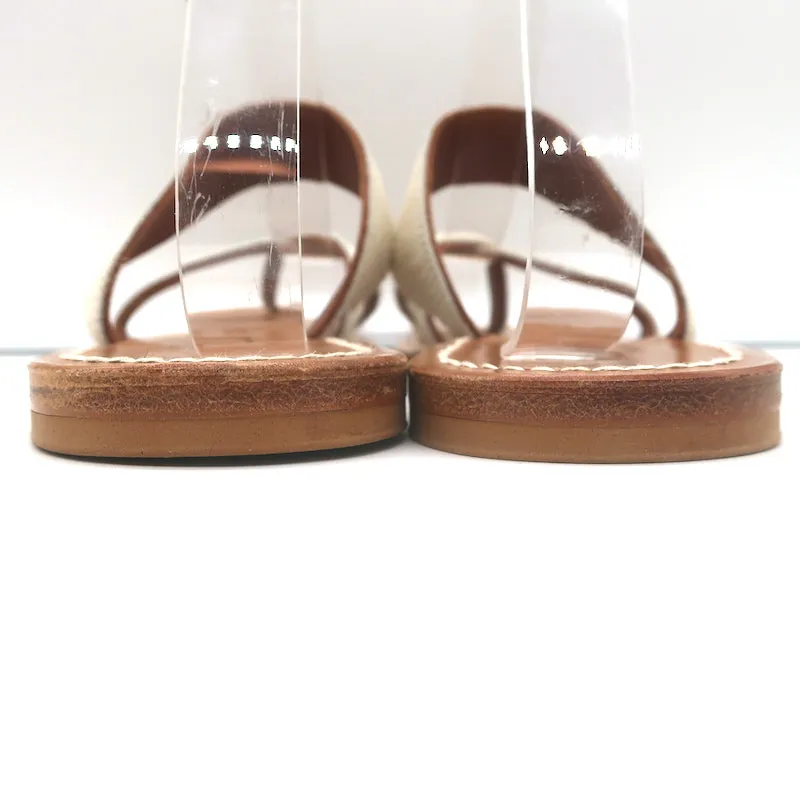 K. Jacques Tonkin Toe Ring Sandals Cream Pony Hair Size 40 Flat Slides