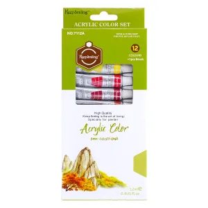 Keep Smiling Acrylic Color Set of 12 x 12 ml Tubes    Free Brush