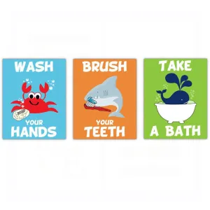 Kids Bathroom Rules Bathroom Wall Art - Set of 3