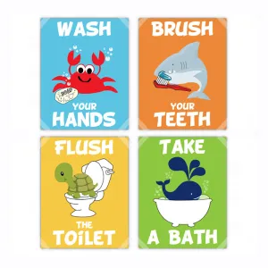 Kids Bathroom Rules Bathroom Wall Art - Set of 4