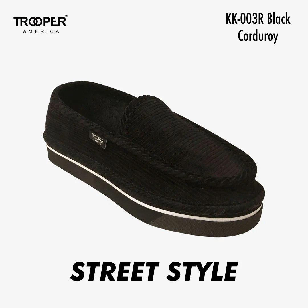 KK-003R Black Corduroy Street Style - SKATEBOARDING SLIP-ON SHOE