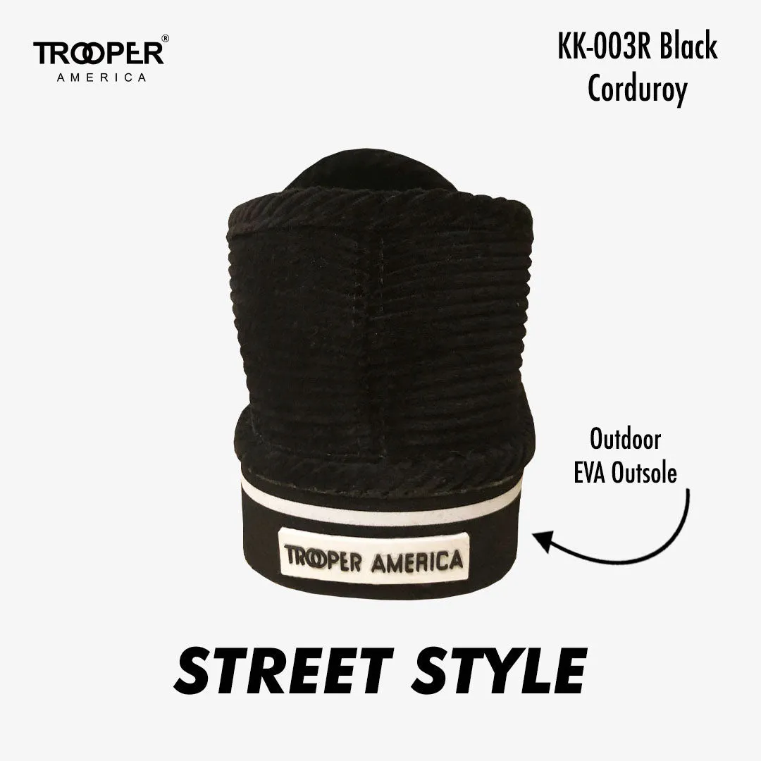 KK-003R Black Corduroy Street Style - SKATEBOARDING SLIP-ON SHOE