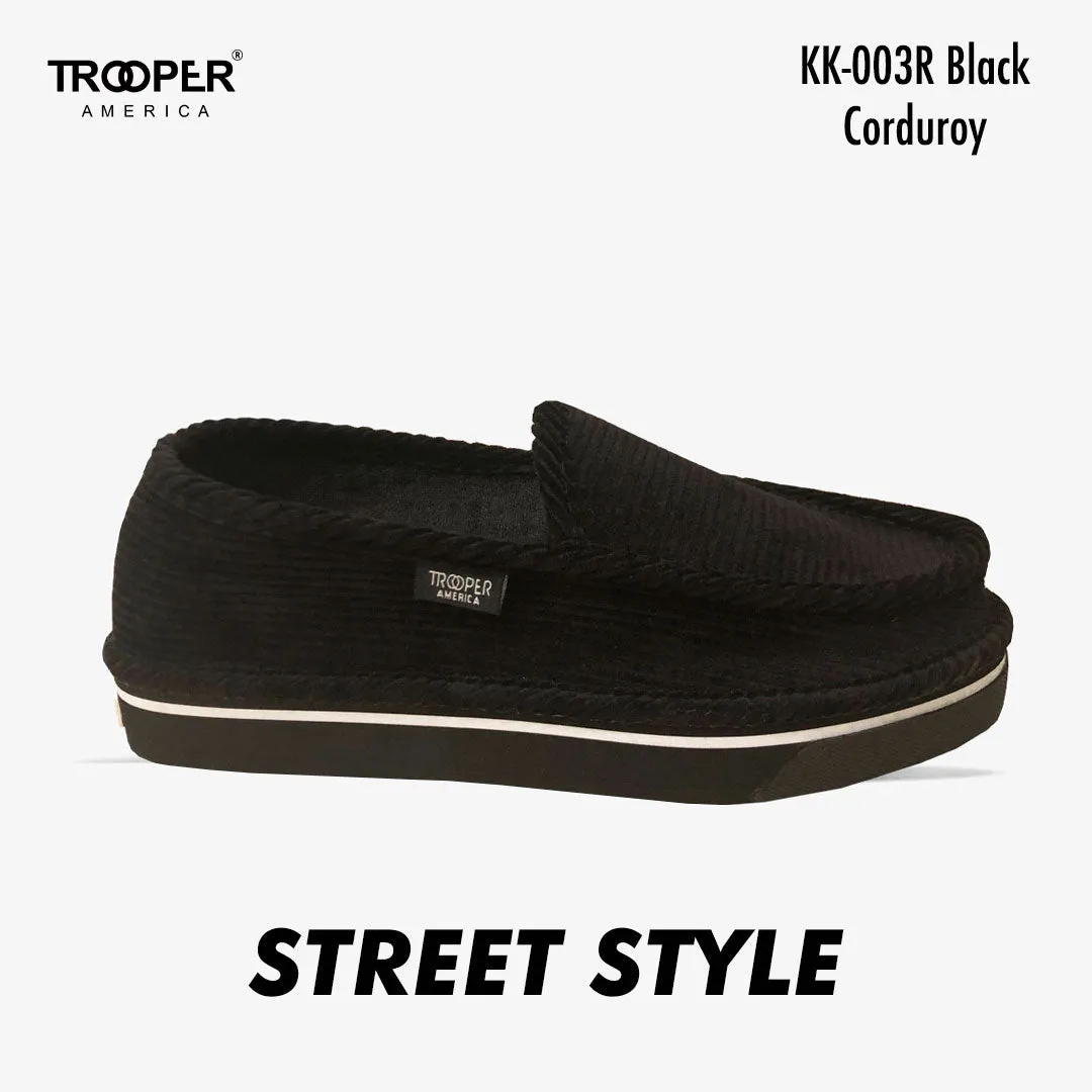 KK-003R Black Corduroy Street Style - SKATEBOARDING SLIP-ON SHOE