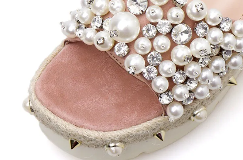 Ladies Summer Outside Thick Platform Wedges Slip On Beach Slippers