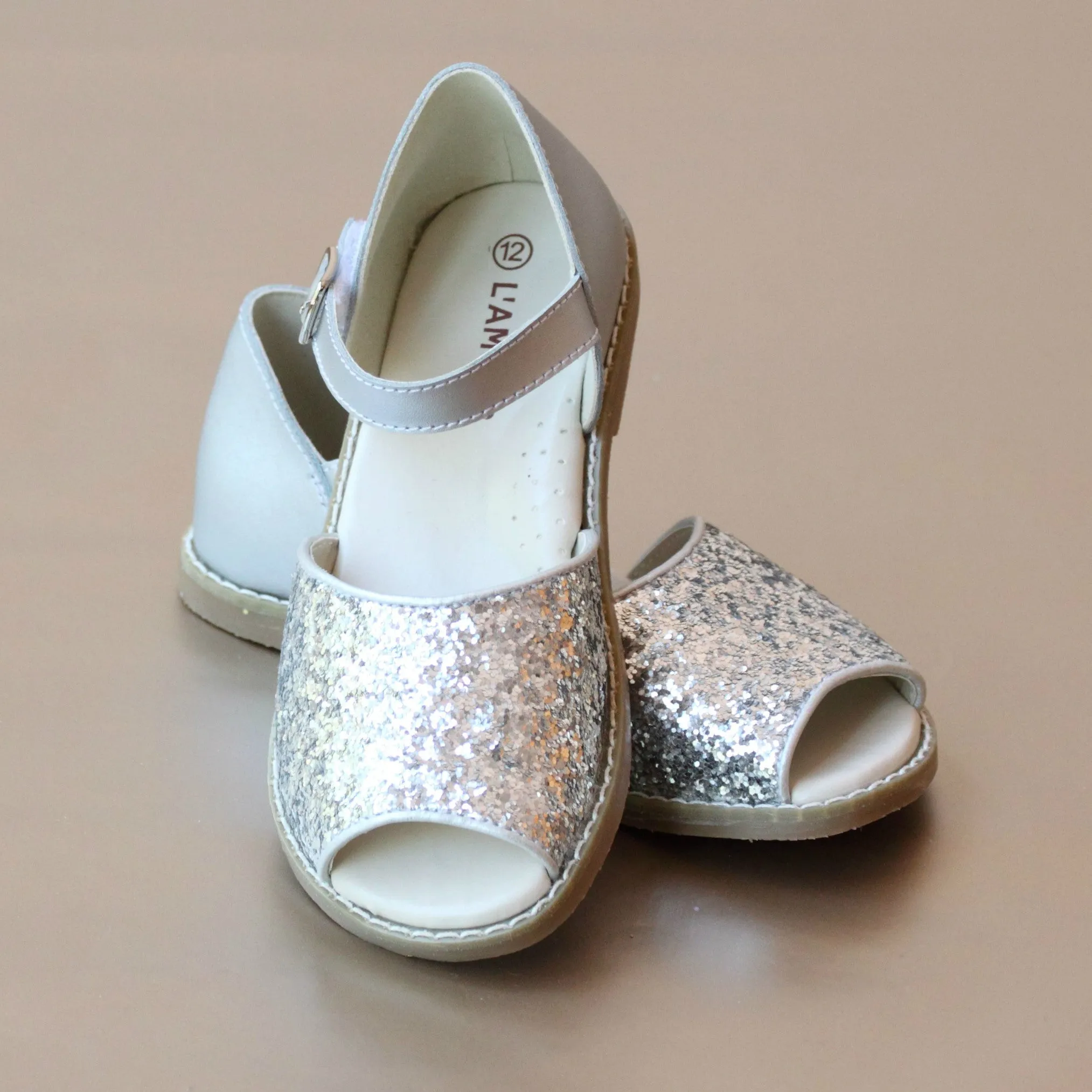 L'Amour Girls Open Toe Sparkle Sandal