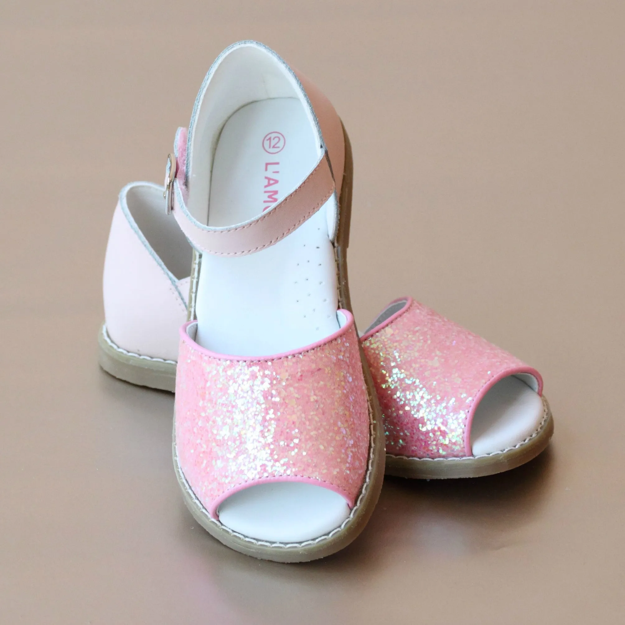 L'Amour Girls Open Toe Sparkle Sandal