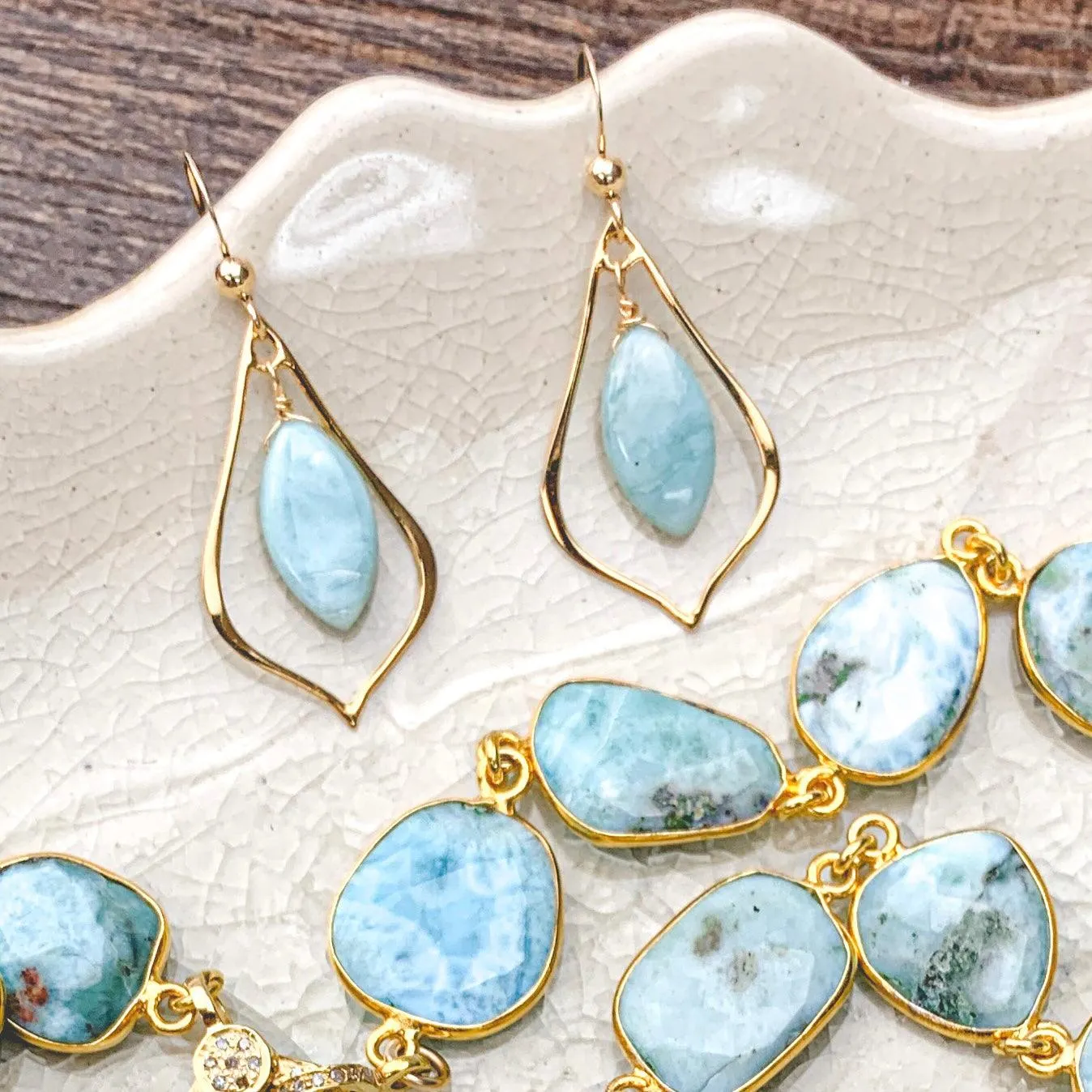 Larimar Petal Earrings