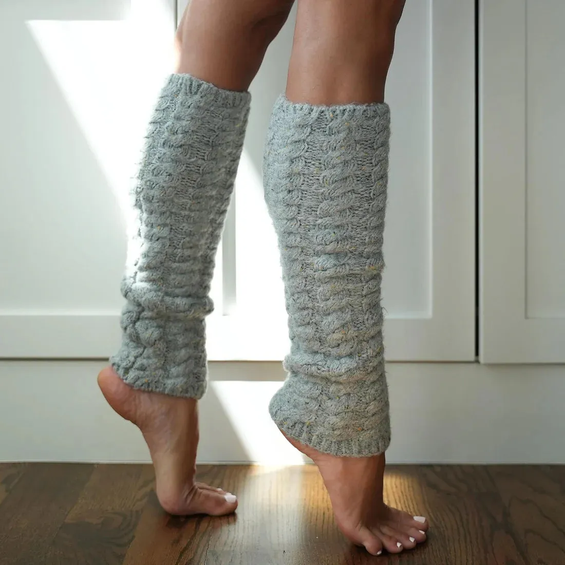 Lemon Windsor Cable Legwarmer - Medium Grey