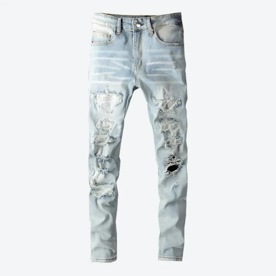 Light Wash Ripped Distressed Denim Jeans