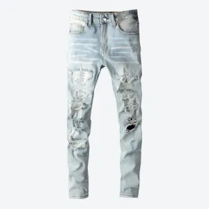 Light Wash Ripped Distressed Denim Jeans
