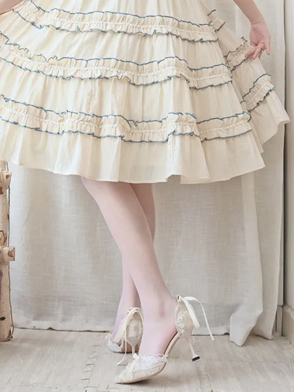 Lolita Wedding Dress Lolita Footwear Black Ruffles Bows Stiletto Heel Lolita Shoes