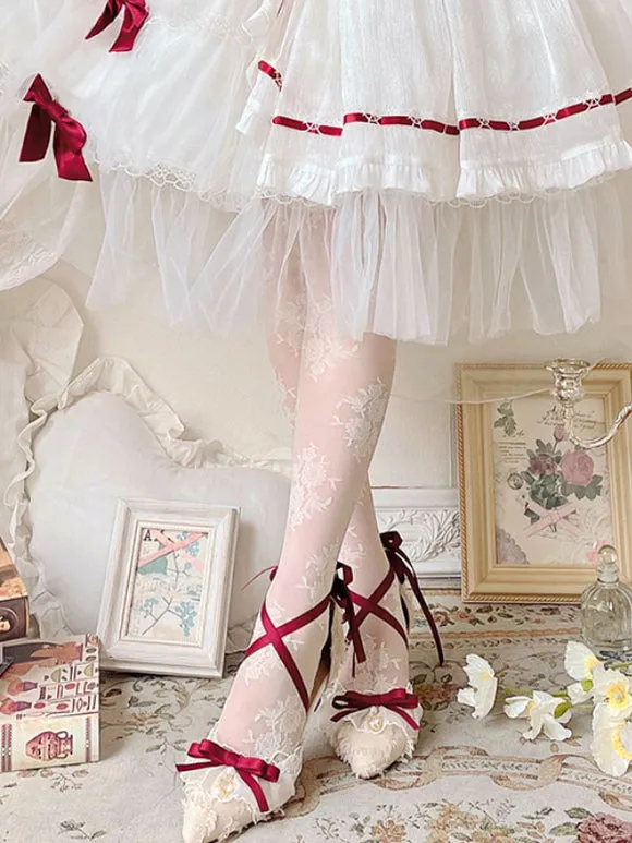 Lolita Wedding Dress Lolita Footwear Black Ruffles Bows Stiletto Heel Lolita Shoes