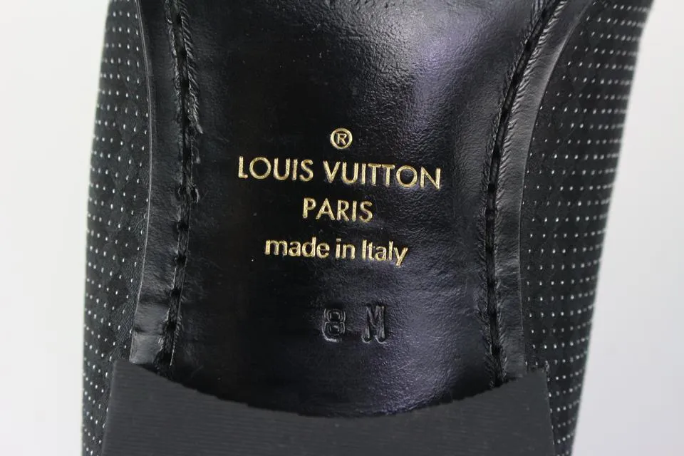 Louis Vuitton Mens US 9 Black Damier Sparkle Slip On Loafer Dress Shoe 1LV3L17